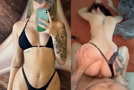 Pornô da Maria Leite dando a buceta de quatro com calcinha de lado